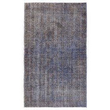 (160 x 262  cm ) Gri Renkli Anadolu Halısı, El Dokuması Çiçek Desenli Anadolu Halısı