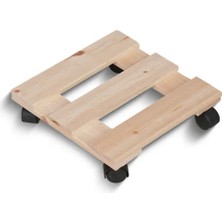 Promasif Ahşap Tekerlekli Saksı Altlığı 30 x 30  cm