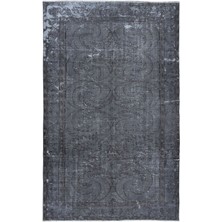 198 x 300  cm  Yenilenmiş Gri El Yapımı Halı, Modern Yün ve Pamuktan Yapılmış Eski Halı