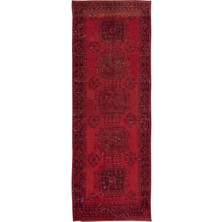 122 x 340  cm , Kırmızı Yolluk Halı, El Yapımı Koridor Halısı, Mutfak Halısı