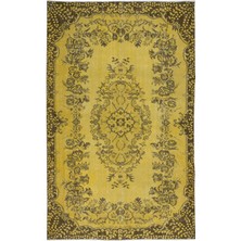 174 x 283  cm  Sarı Modern El Düğümlü Halı, Yenilenmiş El Dokuma Halı