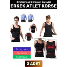 Özel Üretim Jinekomasti Dik Duruş  Göbek  Elastik Erkek Atlet Korse 3 Adet