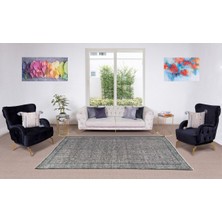 182 x 271  cm  El Dokuması Yeniden Boyanmış Eski Türk Halısı, Modern Gri El Yapımı Yünlü Halı