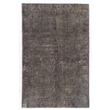 (190 x 298  cm ) Gri Renk Anadolu Halısı, El Dokuması Hafif Çiçek Desenli Halı