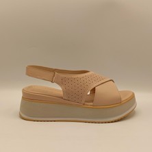 Ametist Athena Pudra Deri Dolgu Topuk Sandalet
