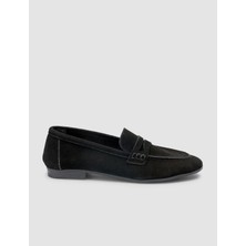 Cabani %100 Hakiki Deri Siyah Süet Kadın Loafer