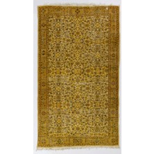160 x 275  cm  Sarı Renkli Anadolu Halısı,  El Yapımı Modern Boyalı Halı