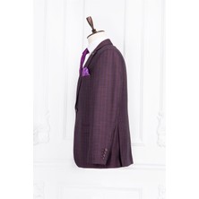 Paco Romano Erkek Regular Fit Mono Yaka Bordo Mavi Çizgili Takım Elbise