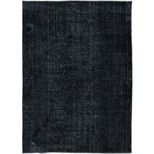 193 x 272  cm  Düz Siyah El Dokuma Halı, Yenilenmiş Anadolu Halısı