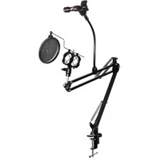 Driton Ds-09 Telefon Ipad Tutuculu Shock Mount Pop Filtreli Masa Mikrofon Standı