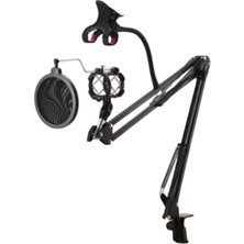 Driton Ds-09 Telefon Ipad Tutuculu Shock Mount Pop Filtreli Masa Mikrofon Standı