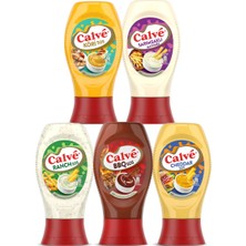 Calve Ranch Sos 245 gr & Barbekü Sos 290 gr & Cheddar Sos 240 gr & Köri Sos 260 gr & Sarımsaklı Mayonez