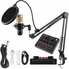Driton BM-800 + V8 Ses Kartı Sarı Podcast Tiktok Youtube Yayıncı Condenser Mikrofon ve Ses Kartı Set