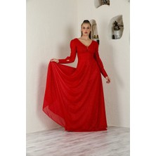 Kırmızı Miranda Abiye Elbise