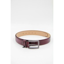 Granit 04 Erkek Timsah Derisi Kemer - Bordo