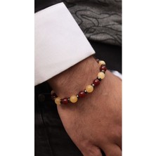 Sertifikalı Doğal Taş Gs Taraftar Bilekliği ( Akik, Kalsit, Hematit ) 8mm