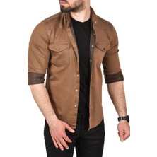 Deepsea Çift Cepli Çıtçıtlı Uzun Kollu Kot Gömlek 2502503