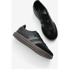 Tonny Black Unisex Siyah Füme Termo Taban Yanı Şeritli Bağcıklı Spor Ayakkabı