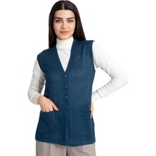 Mutlu City Kadın Orta Yaş ve Üzeri Merserize Cepli Düğmeli Rolax Anne Yelek 745