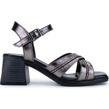 Tamer Tanca Kadın Hakiki Deri Antrasit Topuklu Sandalet 838 483 Bn Sndlt Y25 Antrasıt