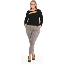 Myline Ekose Arka Beli Lastikli Pantolon