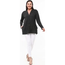 Laden Baharlık Yazlık Bürümcük Kumaş Anne Kadın Klasik Mat Siyah Hırka