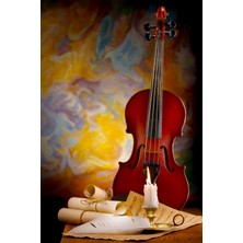 Aden Dekoratif Keman Temalı Kanvas Tablo