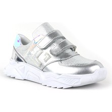 Rakerplus Hakiki Deri Gümüş Renl Cırtlı Kız Çocuk Sneaker Ayakkabı