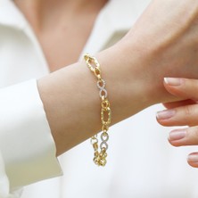 Sonsuzluk Taşlı Hallow Gold Gümüş Bileklik