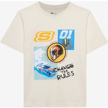 Skechers B Regular Fit Graphic Tee T-Shirt Büyük Erkek Çocuk Offwhite Tshirt Sk2510113-102