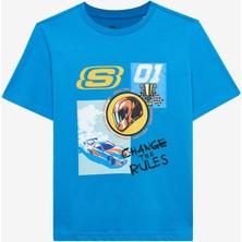 Skechers B Regular Fit Graphic Tee T-Shirt Büyük Erkek Çocuk Mavi Tshirt SK2510113-315
