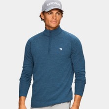 Macade Merinos Yün Yarım Fermuar Kazak Spruce Mavi KN20210704S