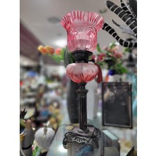 Cam Metal Yuvarlak Lamba Ampullü Prizli 58CM Osmanlı Dönem Ürün Ayak Pirinç Gövde Mermer 1 Adet