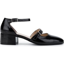 Tamer Tanca Kadın  Deri Siyah Rugan Topuklu Ayakkabı 815 9608 Bn Ayk Y25 Sıyah Rgn