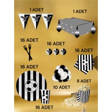 16 Kişilik Siyah Beyaz Taraftar  x l Paket - Doğum Günü Parti ve Eğlenceli Etkinlikler