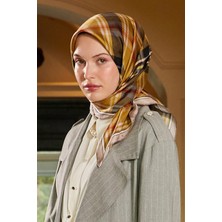 Lêvi D'or Yağ Yeşili Küçük Ekose Twill İpek Eşarp