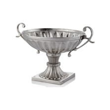 Trophy Bowl Silver 34X58X35CM Vazo Dekoratif Decorative Çiçeklik Kupa Gümüş Renk Obje 1 Adet