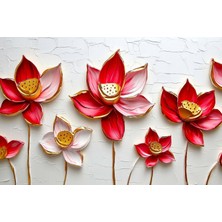 Aden Dekoratif Kırmızı  Çiçekler Kanvas Tablo