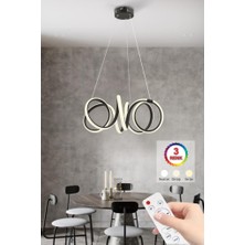 Istanbul Avize Delux Siyah Ledli 3 Renk Kumandalı Modern LED Avize