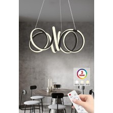 Istanbul Avize Delux Siyah Ledli 3 Renk Kumandalı Modern LED Avize