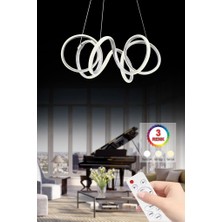 Istanbul Avize Delux Gümüş Ledli 3 Renk Kumandalı Modern LED Avize