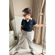 Miniğimin Cicileri Polo Yaka Erkek Çocuk Tişört ve  Pantolon 2 Li takım - Gri