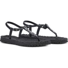 Ilse Jacobsen Black CHEERFUL10G - Siyah Taşlı Parmak Arası Terlik