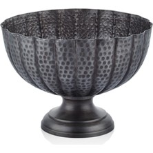 Hammer Eskitme Siyah Büyük Dekoratif Kase 31X31X22CM Vazo Çiçeklik Obje Kaliteli Metal 1 Adet