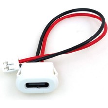 Alkatronik Type C Panel Montaj Dişi Soket 2 Pin 10CM Kablolu Beyaz Uzatma Konnektör Araba Kamera Oyuncak