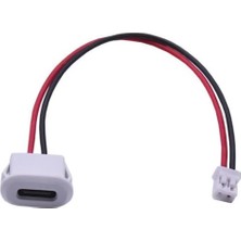 Alkatronik Type C Panel Montaj Dişi Soket 2 Pin 10CM Kablolu Beyaz Uzatma Konnektör Araba Kamera Oyuncak