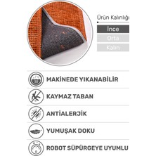 Dekozer Azra Yıkanabilir Kiremit Rengi Halı – Kaymaz Tabanlı, Yumuşak Dokulu Kilim | Salon, Mutfak, Çocuk Odası