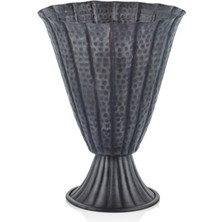 Hammer Eskitme Siyah Küçük Vazo 25X25X33CM Obje Çiçeklik Biblo Modern Dekorasyon Vintage 1 Adet