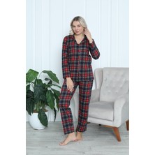 Uzun Kollu Düğmeli  Pijama Takımı