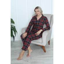 Uzun Kollu Düğmeli  Pijama Takımı